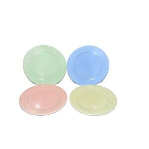 Vtg Hazel Atlas Moderntone Pastel Children's Little Hostess dinner plates 6"